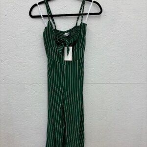 Faithful The Brand Presley Jumpsuit, Green/White, Small, NWT